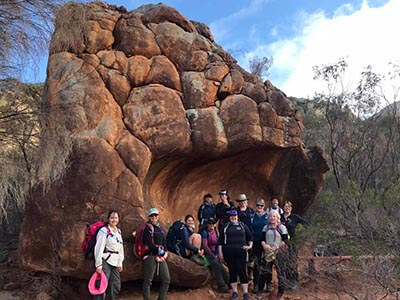 Northern-Flinders-Ranges-walking-tour-for-women-wellness-walks-overhang-rock